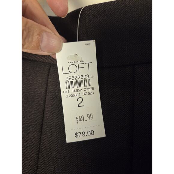 Ann Taylor Loft Skirt Womens Size 2 Brown Embroidered Pleated Lined Side Zip NWT - Picture 3 of 9